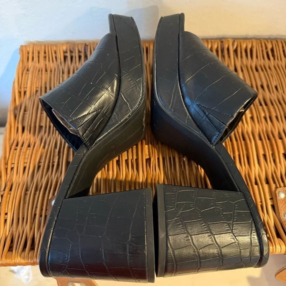 Dolce Vita Marsha Heels Women’s Size 9.5 Black Leather Croc Embossed Platform